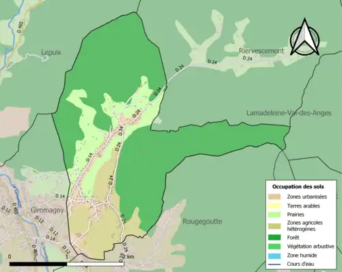 Carte en couleurs présentant l'occupation des sols.