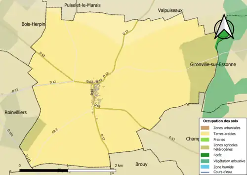 Carte en couleurs présentant l'occupation des sols.