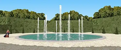 Restitution du bassin de l'étoile de la Pelouse, jardins du château de Chaville, vers 1680.