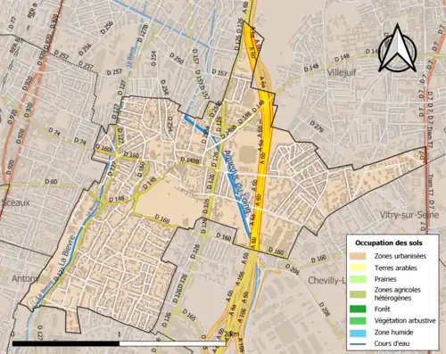 Carte en couleurs présentant l'occupation des sols.