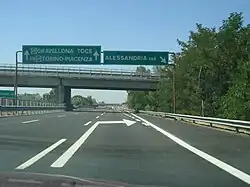 L'A26 au niveau d'Alessandria sud en direction du nord.