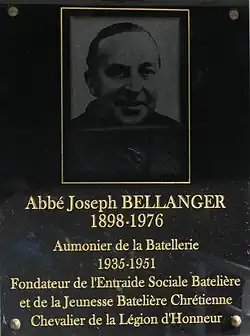 Plaque de l'abbé Joseph Bellanger.