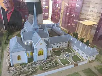 Maquette de l'abbaye en 1773 (exposée au presbytère de Remoray)