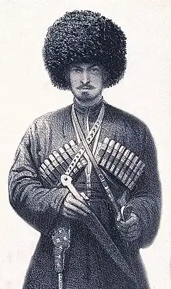 Photographie de Caucasien en costume traditionnel dont papakha.