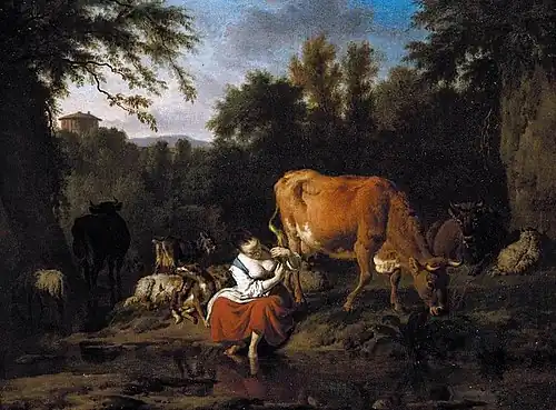 Paysage avec jeune vachère (1671), Collection particulière .