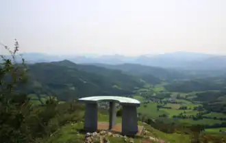Table d'orientation au sommet rocheux de l'Ahargo.