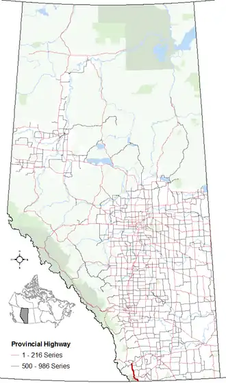 Carte de la Route 6 (Alberta).