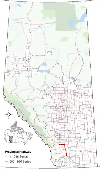 Carte de la Route 23 (Alberta).