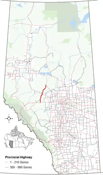 Carte de la Route 32 (Alberta).