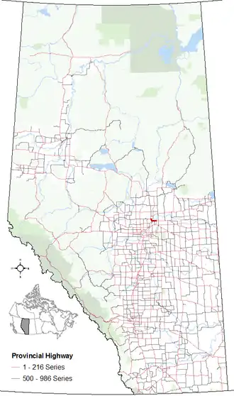 Carte de la Route 38 (Alberta).