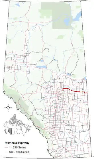 Carte de la Route 45 (Alberta).