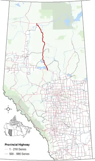 Carte de la Route 88 (Alberta).