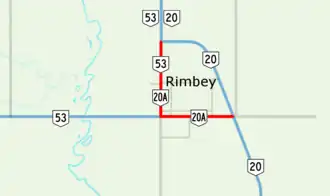 Route 20A à Rimbey