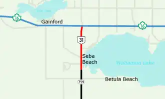 Carte de la Route 31 (Alberta).