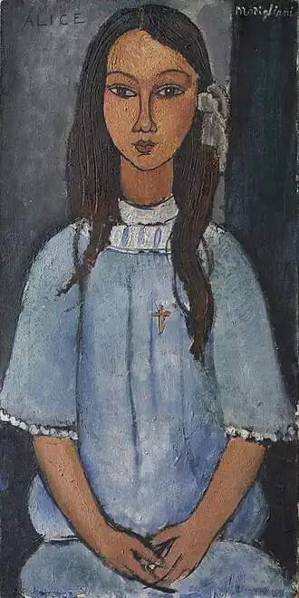 Amedeo Modigliani, Alice, 1915, huile sur panneau, 78&nbsp;x 39&nbsp;cm.