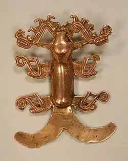 Pendentif alligator. Chiriqui, Or moulé. XIe – XVIe&nbsp;siècle. Met