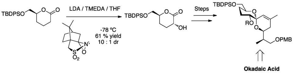 α-hydroxylation dans la synthèse de l'acide okadaïque.