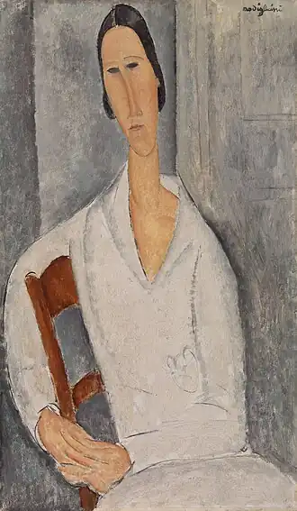 Amedeo Modigliani - Madame Hanka Zborowska accoudée à une chaise, Barnes Foundation