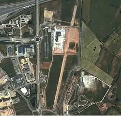 L'ancien aérodrome d'Ancenis en 2013 avec la construction des usines Manitou/Ligartis/Artipôle