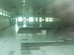 L'ancienne salle principale du CTS. Au centre de la pièce se trouvaient les baies AMRT/TRMS/SCPC et IDR.