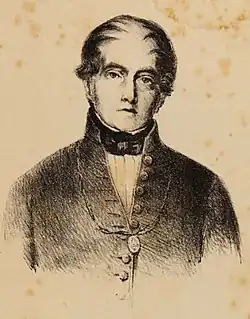 Dessin en noir et blanc d'un homme portant une veste boutonnée