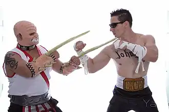 Cosplay de Baraka vs Johnny Cage.
