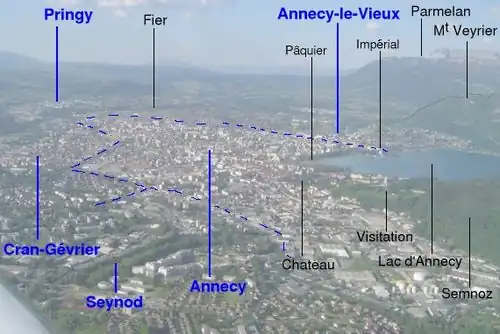 Vue aérienne d'Annecy