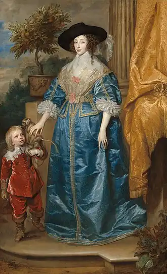 Portrait d'Henriette de France avec Sir Jeffrey Hudson, 1633.National Gallery of Art, Washington.