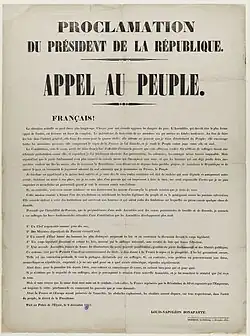 L'affiche de la proclamation « Appel au peuple » placardée sur les murs de la capitale le 2 décembre 1851.