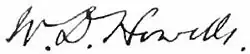 Signature de William Dean Howells