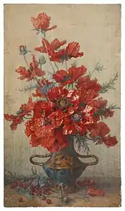 Coquelicots et groseilles, aquarelle, vers 1900.