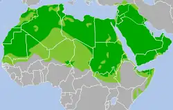 Carte des pays arabes en Afrique et au Moyen-Orient