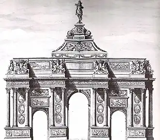 Projet d'arc de triomphe sur la place du Trône par Claude Perrault, lauréat du concours.