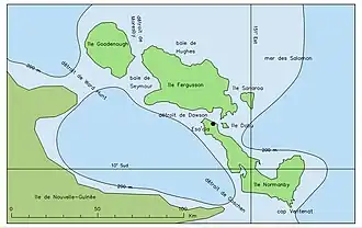Carte de l'archipel d’Entrecasteaux.