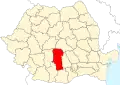 Map of Romania highlighting Argeș County