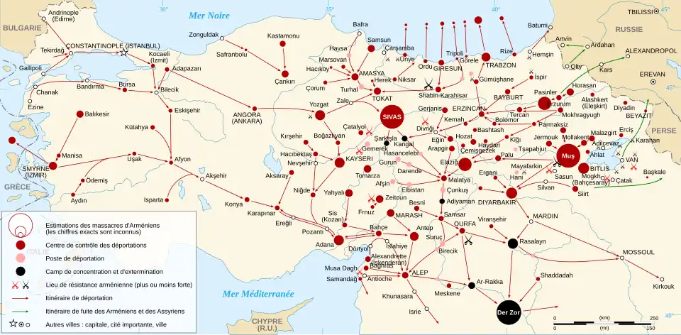 Carte de la Turquie actuelle, les activités se concentrent dans l'Est du territoire.