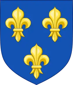 Blason du royaume azur à trois lis d'or.