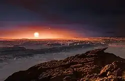 Vue d'artiste de la surface de Proxima Centauri b.