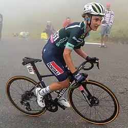 Ashleigh Moolman portant le maillot vert par défaut.