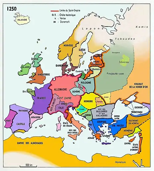 Le "Royaume des Bulgares et des Valaques" en 1250, d'après Anne Le Fur.