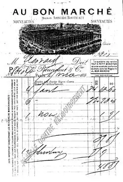 Facture de vente par correspondance des années 1880.