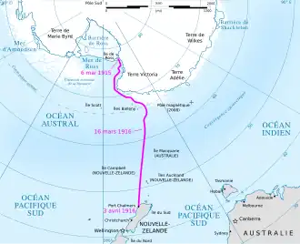 Carte montrant la dérive de l'Aurora.