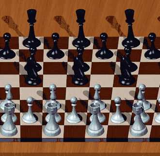 Image animée d'un jeu d'échecs vu successivement sous deux angles légèrement différents et induisant ainsi un effet de profondeur.