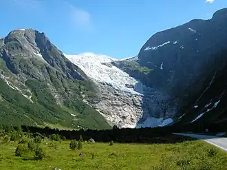 Vue de la langue glaciaire depuis la route nationale 5