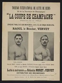 Lutte au Cirque de Reims contre Emile Vervet.
