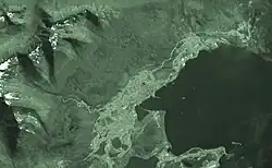 Image satellite de la baie d'Ushuaïa.