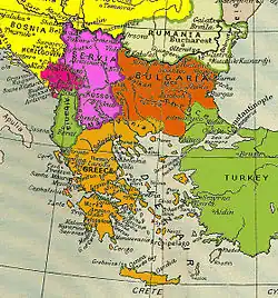 Les Balkans au Traité de Bucarest (1913).