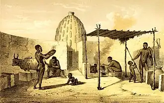 Intérieur d'une habitation mousgoum (d'après H. Barth)