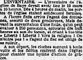 Article du journal L'Ouest-Éclair racontant comment les paroissiens de Baye empêchèrent l'inventaire des biens d'église qui devait avoir lieu le 13 mars 1906.