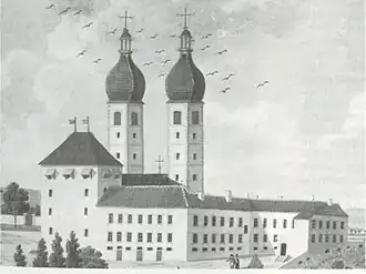 Peinture de 1788 représentant l'abbaye.